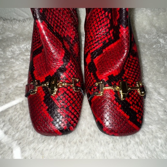 New Roberto Cavalli Class By Roberto Cavalli Red Python Bootie Size 38 - Picture 4 of 9